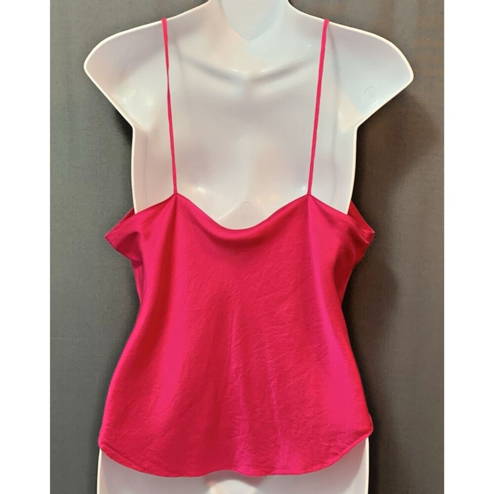 Vintage Morgan Taylor Silk Camisole Cami Tank Top Medium Hot Pink V-neck Dressy - Picture 4 of 9